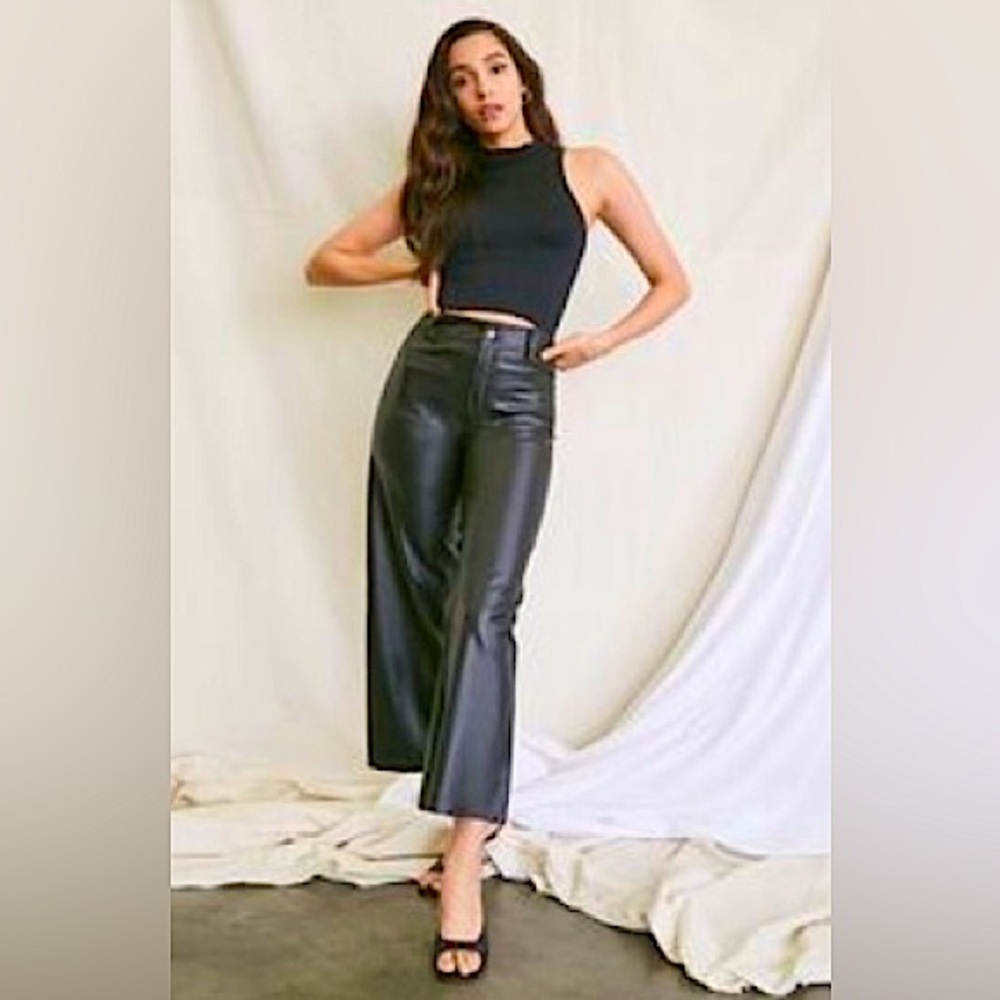 F21 Faux Leather Wide Leg Pants
